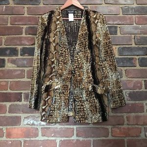 Vintage PG COLLECTION velvet croc snake animal print jacket -38 chest -28.5”L